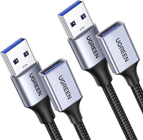 UGREEN 2 Pack USB Extension Cable (3 FT+ 3 FT), Nylon Braided Extender Compatible With Webcam, Camera, Phone, Hub, Mouse, Keyboard, Printer, Hard Drive, Headset in Kuwait