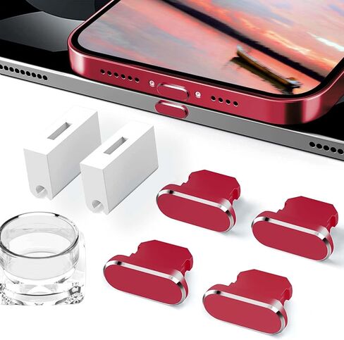 4 Pack Anti Dust Plugs Black Charging Port Plugs Compatible with iPhone 14 Pro Max 13 12 11 Mini Plus iPad Airpods, Metal Covers Protectors Prevent Your Charger Port from Dust/Lint/Water/Lost in Kuwait