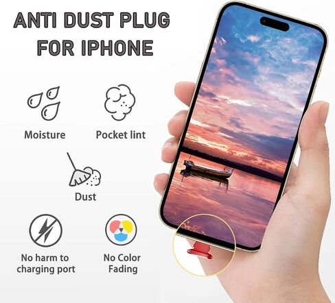 4 Pack Anti Dust Plugs Black Charging Port Plugs Compatible with iPhone 14 Pro Max 13 12 11 Mini Plus iPad Airpods, Metal Covers Protectors Prevent Your Charger Port from Dust/Lint/Water/Lost in Kuwait