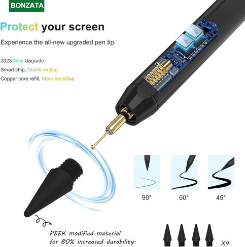 قلم شاشة لجهاز iPad، ترقية قلم iPad الاحترافي مع شحن سريع لمدة 5-30 دقيقة، قلم iPad للطلاب في الفصل الدراسي، وتدوين الملاحظات، والرسم، وقلم Apple متوافق مع iPad/Mini/Air/Pro، أسود in Kuwait