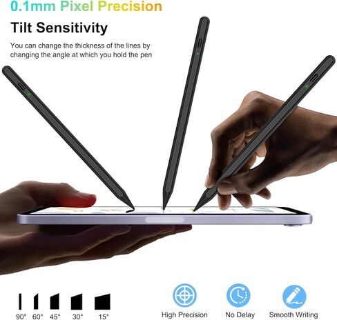 قلم شاشة لجهاز iPad، ترقية قلم iPad الاحترافي مع شحن سريع لمدة 5-30 دقيقة، قلم iPad للطلاب في الفصل الدراسي، وتدوين الملاحظات، والرسم، وقلم Apple متوافق مع iPad/Mini/Air/Pro، أسود in Kuwait