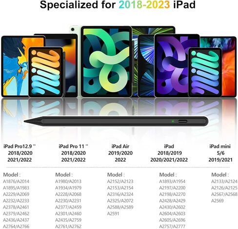 قلم شاشة لجهاز iPad، ترقية قلم iPad الاحترافي مع شحن سريع لمدة 5-30 دقيقة، قلم iPad للطلاب في الفصل الدراسي، وتدوين الملاحظات، والرسم، وقلم Apple متوافق مع iPad/Mini/Air/Pro، أسود in Kuwait