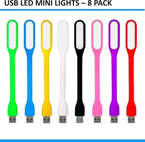 فينلي ايز مصباح USB صغير مرن للكمبيوتر واللاب توب بتصميم عنق الاوزة المرن، مصدر اضاءة LED، عبوة من 8 قطع in Kuwait
