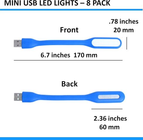 فينلي ايز مصباح USB صغير مرن للكمبيوتر واللاب توب بتصميم عنق الاوزة المرن، مصدر اضاءة LED، عبوة من 8 قطع in Kuwait