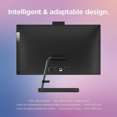 Lenovo F0G100N1US, IdeaCentre AIO 3-2022 - All-in-One Desktop - 24" FHD - HD Camera - Win 11-8GB Memory - 1TB + 256GB Storage - AMD Ryzen 3 5425U - Black - Mouse & Keyboard Included in Kuwait