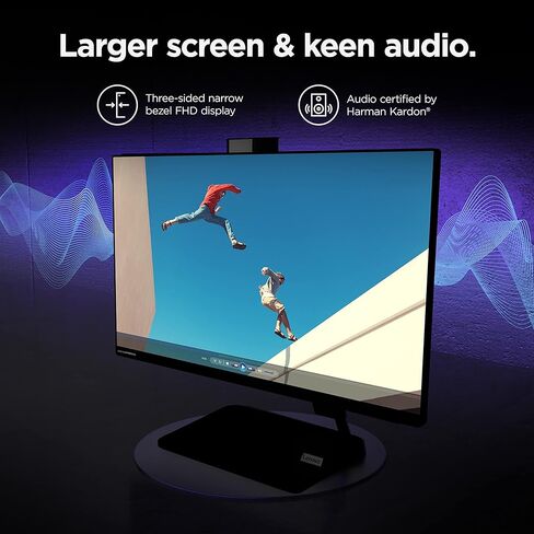 Lenovo F0G100N1US, IdeaCentre AIO 3-2022 - All-in-One Desktop - 24" FHD - HD Camera - Win 11-8GB Memory - 1TB + 256GB Storage - AMD Ryzen 3 5425U - Black - Mouse & Keyboard Included in Kuwait