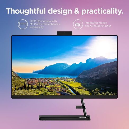 Lenovo F0G100N1US, IdeaCentre AIO 3-2022 - All-in-One Desktop - 24" FHD - HD Camera - Win 11-8GB Memory - 1TB + 256GB Storage - AMD Ryzen 3 5425U - Black - Mouse & Keyboard Included in Kuwait