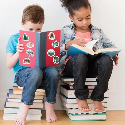 100 قطعة من ملصقات الغابات | أشجار الغابات الحيوانات للماء الفينيل الشارات لزجاجات المياه دراجة ثلاجة الأمتعة الكمبيوتر الهاتف المحمول سكيت الدراجة ديكور الكمبيوتر المحمول in Kuwait