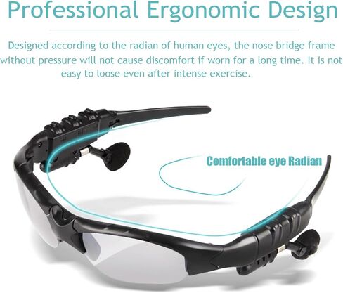 نظارة شمسية بتقنية بلوتوث، سماعات شمسية في او في سي اي جي Music متوافقة مع الاستماع للموسيقى واجراء المكالمات الهاتفية مع عدسات امان للحماية المستقطبة، تصميم رياضي للجنسين لجميع الهواتف الذكية in Kuwait