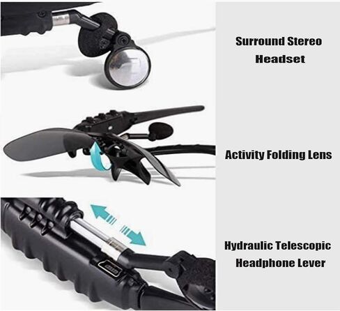 نظارة شمسية بتقنية بلوتوث، سماعات شمسية في او في سي اي جي Music متوافقة مع الاستماع للموسيقى واجراء المكالمات الهاتفية مع عدسات امان للحماية المستقطبة، تصميم رياضي للجنسين لجميع الهواتف الذكية in Kuwait