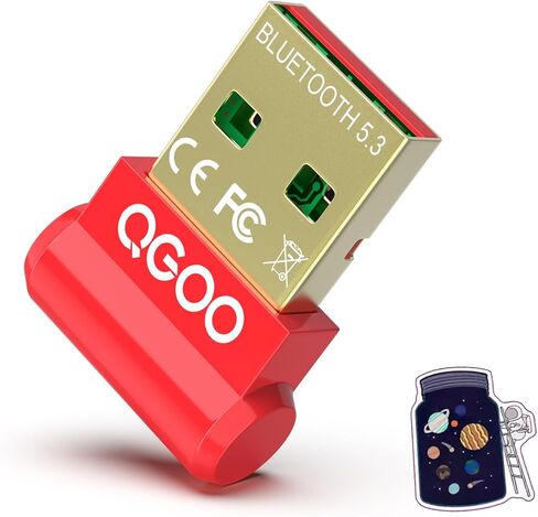 محول بلوتوث USB للكمبيوتر الشخصي - QGOO Bluetooth Dongle 5.3 EDR، مستقبل بلوتوث لاسلكي للكمبيوتر المكتبي والكمبيوتر المحمول بلوتوث Windows 8.1/10/11 (أحمر-015) in Saudi Arabia