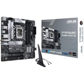 اسس لوحة ام برايم B660M-A واي فاي D4 LGA 1700 (انتل الجيل 12) mATX (PCIe 4.0، انتل واي فاي 6، DDR4، 2xM.2، شبكة LAN 1GB، DP، 2×HDMI، USB 3.2 الجيل الثاني، USB امامي 3.2 الجيل 1 نوع C، مزامنة اورا) in Kuwait