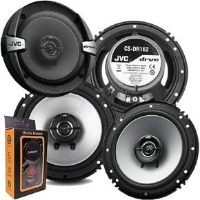 زوجان من مكبرات الصوت المحورية من سلسلة JVC Cs-DR162 DR مقاس 6.5 بوصة ثنائية الاتجاه (ذروة 300 وات) - 4 مكبرات صوت + حامل هاتف مجاني يعمل بالجاذبية