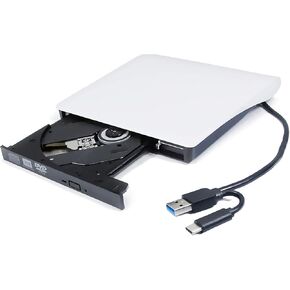 محرك أقراص DVD خارجي USB 3.0 وUSB-C 2in1 لجهاز Asus ZenBook Pro Duo 13 14 15 S13 Flip S UX581 UX333 UX330UA UX333FA UX370UA كمبيوتر محمول فائق النحافة، طبقة مزدوجة 8X DVD RW DL 24X CD-R ناسخ in Kuwait