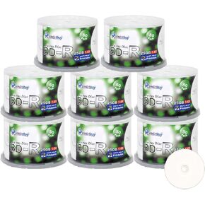 Smartbuy 400 Pack Bd-r 25gb 6X Blu-ray Single Layer Recordable Disc Printable White Inkjet Blank Data Video Media 400 Disc Spindle