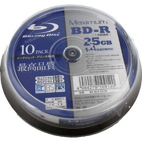 Magnetic Kenkyusho Max Blu-ray Disc for Recording, 4X Speed, BD-R, 25GB, Wide Area Printable, Pack of 10, MX BD-R 4X10P in Saudi Arabia