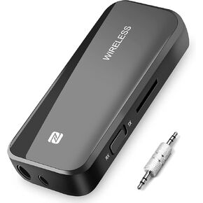 جهاز إرسال/استقبال بلوتوث 5.1 من جيفا، محول بلوتوث لاسلكي 2 في 1 مع ميكروفون، محول صوت بلوتوث 3.5 ملم للسيارة/التلفزيون/ستيريو المنزل/سماعات الرأس/مكبرات الصوت in Kuwait