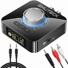 EMUTECK Bluetooth 5.0 Audio Adapter, 5-in-1 Wireless Transmitter Receiver for Car TV CD PC Home Stereo, USB to AUX 3.5mm RCA Receiver, Micro SD Card MP3 Player Transmitter for Headphones Speaker in Kuwait
