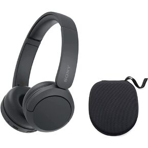 Sony WH-CH520 Compact Easy Carrying Wireless Bluetooth On-Ear Headphones with Microphone (Black) Bundle with Protective Hard Case for Headphones (2 Items) in Kuwait