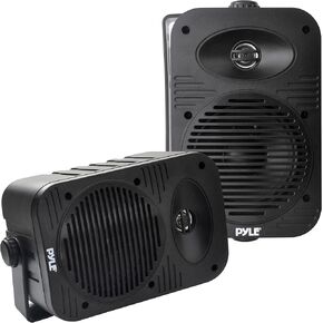 زوج مكبرات صوت داخلية خارجية من Pyle - 200 وات مزدوج مقاوم للماء - نظام مكبر صوت كامل النطاق 3.5 بوصة ثنائي الاتجاه مع مكبر صوت بوليمر عالي التوافق 1/2 بوصة - في المنزل، القارب، البحرية، سطح السفينة، الفناء، بجانب حمام السباحة (أصفر) in Kuwait