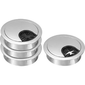 YOKIVE 4Pcs Desk Cable Hole Cover, Zinc Alloy Cord Raceway Great for Office, Home, Daily Use (50mm, Bright Silver) in Kuwait