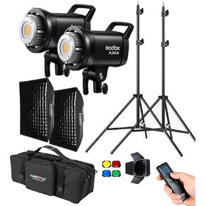 Godox SL60IIBI SL60II-BI LED Video Lights,CRI96+,TLCI97+ White Bowens Mount with P60 Quick Installation Soft Box,Carrying Bag, Light Stand (SL60IIBI KIT1)