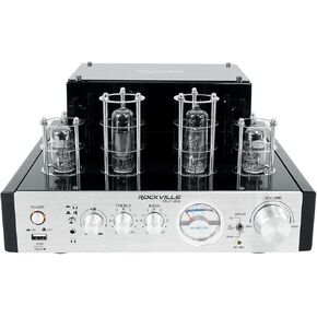 Rockville BluTube LED 70w Bluetooth Tube Amplifier/Home Stereo Receiver with HDMI and Optical in Black
