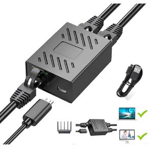 موزع ايثرنت 1 الى 2 ار جيه 45 [2 شبكة متزامنة]، محول محول شبكة مع كابل شحن USB 3.3 قدم، مناسب لكات 5/6/6E/7/8، الكمبيوتر/الراوتر/تي في بوكس in Kuwait