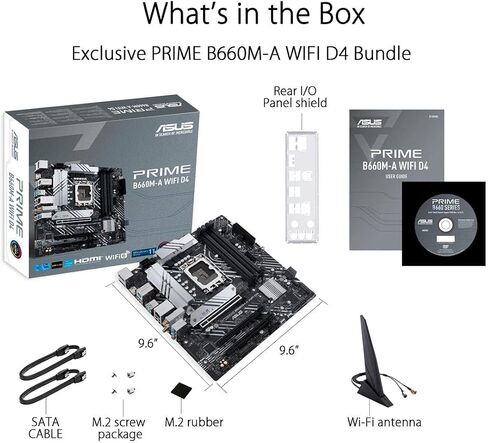 اسس لوحة ام برايم B660M-A واي فاي D4 LGA 1700 (انتل الجيل 12) mATX (PCIe 4.0، انتل واي فاي 6، DDR4، 2xM.2، شبكة LAN 1GB، DP، 2×HDMI، USB 3.2 الجيل الثاني، USB امامي 3.2 الجيل 1 نوع C، مزامنة اورا) in Saudi Arabia