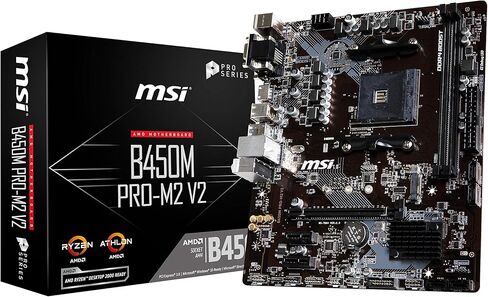 MSI لوحة ام برو سيريز AMD رايزن الجيل الاول والثاني AM4 M.2 USB 3 DDR4 دي اس بي دي في اي HDMI مايكرو ايه تي اكس (B450M برو-M2 ماكس) (B450MPM2MAX) in Saudi Arabia