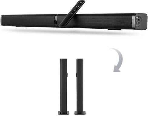 SAMTRONIC 40W Detachable TV Soundbar Speaker, 37 Inches TV Sound Bar Build in subwoofer Bluetooth Sound Bars with Stereo Audio System 3D Surround Sound Home Theater Tower TV Speaker with Remote in Kuwait