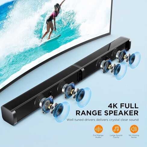 SAMTRONIC 40W Detachable TV Soundbar Speaker, 37 Inches TV Sound Bar Build in subwoofer Bluetooth Sound Bars with Stereo Audio System 3D Surround Sound Home Theater Tower TV Speaker with Remote in Kuwait