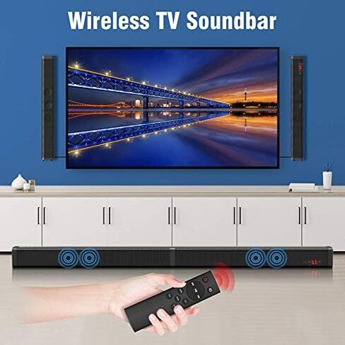 SAMTRONIC 40W Detachable TV Soundbar Speaker, 37 Inches TV Sound Bar Build in subwoofer Bluetooth Sound Bars with Stereo Audio System 3D Surround Sound Home Theater Tower TV Speaker with Remote in Kuwait