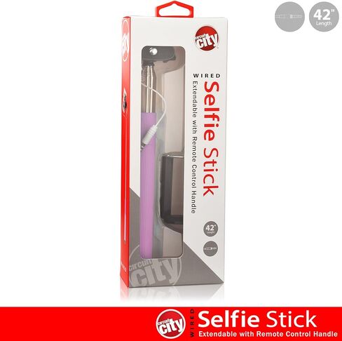 عصا سيلفي من Circuit City Wired Stretch able Selfie Stick مع مقبض للتحكم عن بعد | الطول الإضافي 42âââââââââââ""¢ تمديد مونوبود مع حبل قصير | حامل هاتف تلسكوبي الصلب لهاتف iPhone 6، 5، 4، Samsung S6 in Kuwait