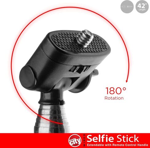 عصا سيلفي من Circuit City Wired Stretch able Selfie Stick مع مقبض للتحكم عن بعد | الطول الإضافي 42âââââââââââ""¢ تمديد مونوبود مع حبل قصير | حامل هاتف تلسكوبي الصلب لهاتف iPhone 6، 5، 4، Samsung S6 in Kuwait