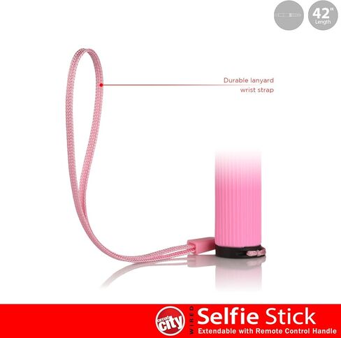 عصا سيلفي من Circuit City Wired Stretch able Selfie Stick مع مقبض للتحكم عن بعد | الطول الإضافي 42âââââââââââ""¢ تمديد مونوبود مع حبل قصير | حامل هاتف تلسكوبي الصلب لهاتف iPhone 6، 5، 4، Samsung S6 in Kuwait