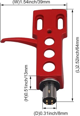 غطاء رأس Mxfans Red Phonograph Cartridge Head H-4 مع 4 أسلاك in Saudi Arabia