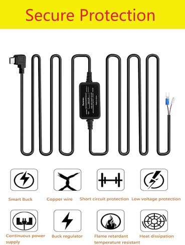 مجموعة اسلاك صلبة لكاميرا لوحة القيادة USB C مع كيبل صنبور فيوز LP/Mini/ATO/Micro2، مدخل 12 فولت الى 24 فولت، مخرج 5 فولت لكاميرا داش كام جي بي اس سات-ناف نوع سي in Saudi Arabia