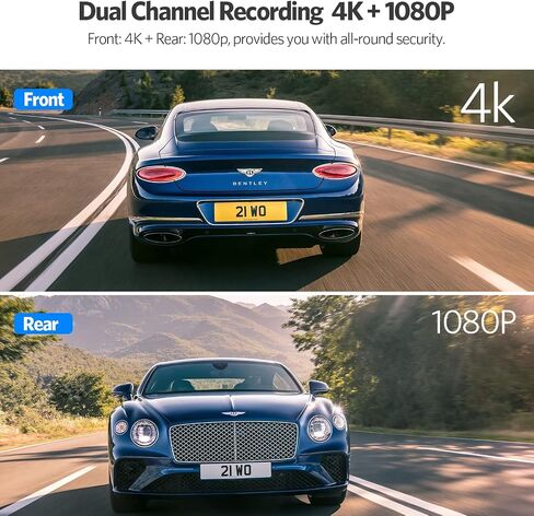 2K Front and 1080P Rear Dash Cam, Dual Dashboard Camera for Cars, 3" Display, 170° Wide Angle Video Recorder, Night Vision, WDR, Parking Mode, G-Sensor, Parking Monitor in Saudi Arabia