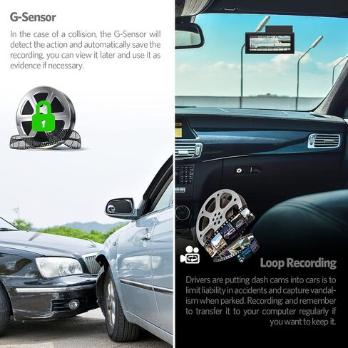 2K Front and 1080P Rear Dash Cam, Dual Dashboard Camera for Cars, 3" Display, 170° Wide Angle Video Recorder, Night Vision, WDR, Parking Mode, G-Sensor, Parking Monitor in Saudi Arabia