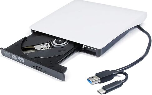 محرك أقراص DVD خارجي USB 3.0 وUSB-C 2in1 لجهاز Asus ZenBook Pro Duo 13 14 15 S13 Flip S UX581 UX333 UX330UA UX333FA UX370UA كمبيوتر محمول فائق النحافة، طبقة مزدوجة 8X DVD RW DL 24X CD-R ناسخ in Kuwait