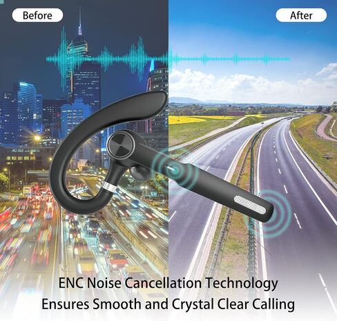 Bluetooth Headset , Bluetooth Earpiece with ENC MIC ,Trucker wireless headset with Charging Case 55Hrs playtime Bluetooth 5.3 Hands-Free Caller Voice Announce for Driving/Business（Upgrade Version) in Saudi Arabia