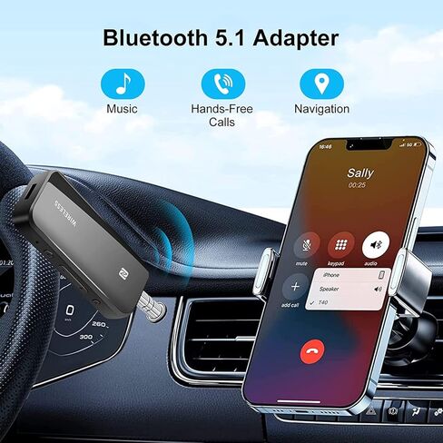 جهاز إرسال/استقبال بلوتوث 5.1 من جيفا، محول بلوتوث لاسلكي 2 في 1 مع ميكروفون، محول صوت بلوتوث 3.5 ملم للسيارة/التلفزيون/ستيريو المنزل/سماعات الرأس/مكبرات الصوت in Kuwait