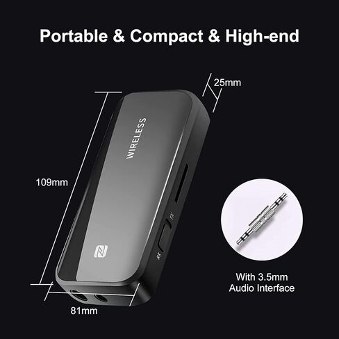 جهاز إرسال/استقبال بلوتوث 5.1 من جيفا، محول بلوتوث لاسلكي 2 في 1 مع ميكروفون، محول صوت بلوتوث 3.5 ملم للسيارة/التلفزيون/ستيريو المنزل/سماعات الرأس/مكبرات الصوت in Kuwait