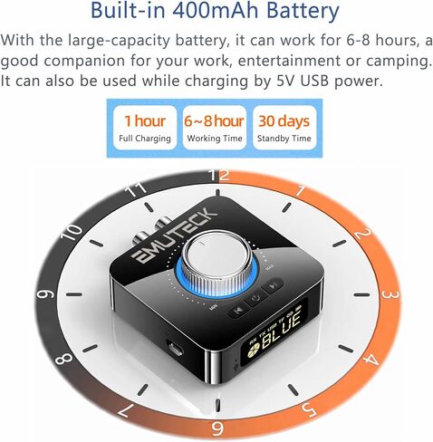 محول صوت بلوتوث 5.0 من EMUTECK، مستقبل إرسال لاسلكي 5 في 1 لتلفزيون السيارة CD PC المنزلي ستيريو، USB إلى AUX 3.5 مم RCA، جهاز إرسال مشغل MP3 لبطاقة SD الصغيرة لمكبرات الصوت in Kuwait