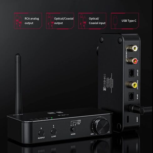 فيو جهاز استقبال بلوتوث BTA30PRO محمول ستيريو لاسلكي عالي الدقة aptX/LDAC DSD256 بصري/محوري/خط مخرج للكمبيوتر/التلفزيون/مكبر الصوت/الصوت المنزلي in Kuwait
