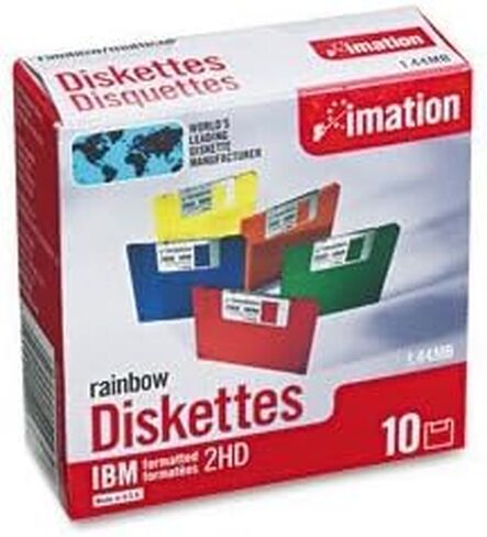 أقراص IBM Formatted 3.5، مزدوجة الجوانب/عالية الكثافة، ألوان قوس قزح، 10/حزمة IMN42439 in Saudi Arabia