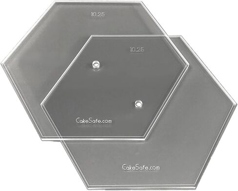 مجموعة أقراص أكريليك سداسية مقاس 10.25 بوصة من CAKESAFE - أقراص كريمة زبدة أكريليك شفافة مقاس 2-10.25 بوصة - أداة مثالية لتنعيم الصقيع على الكعك، وحجم القرص والحدود المحيطية المحفورة على جميع الأقراص in Kuwait