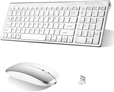 Rechargeable Wireless Keyboard Mouse, UrbanX Slim Thin Low Profile Keyboard and Mouse Combo with Numeric Keypad Silent Keys for Nokia C30 - Black in Saudi Arabia