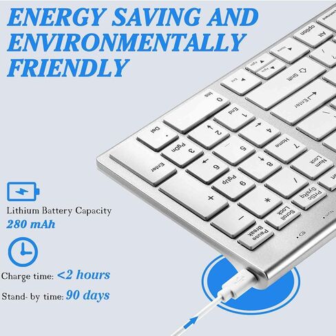 Rechargeable Wireless Keyboard Mouse, UrbanX Slim Thin Low Profile Keyboard and Mouse Combo with Numeric Keypad Silent Keys for Nokia C30 - Black in Saudi Arabia